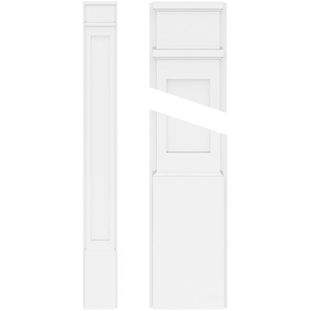 EKENA MILLWORK Flat Panel PVC Pilaster w/Decorative Capital & Base, 6"W x 48"H x 2"P PILP06X048FP02-2